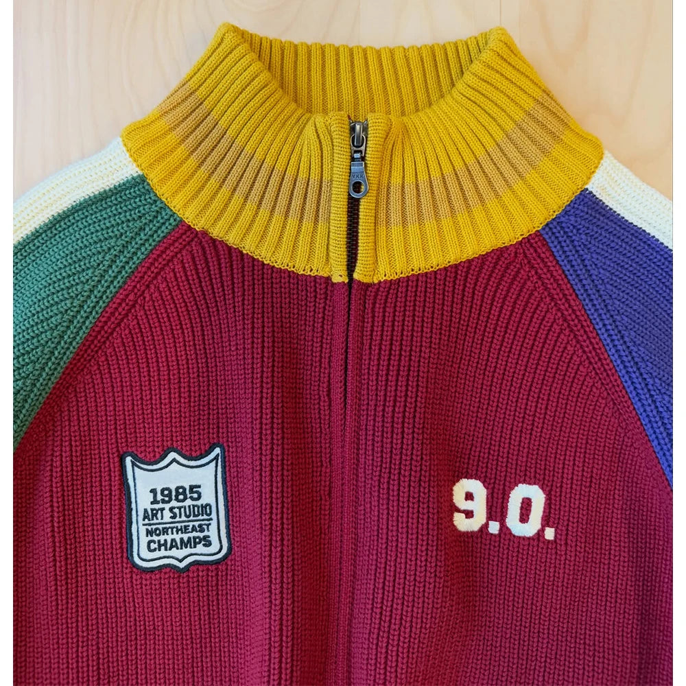 Custom Zip up Coach Knit Jacket Knitwear for Men Zipper Knitted Sweater Winter Clothing Manufacturer