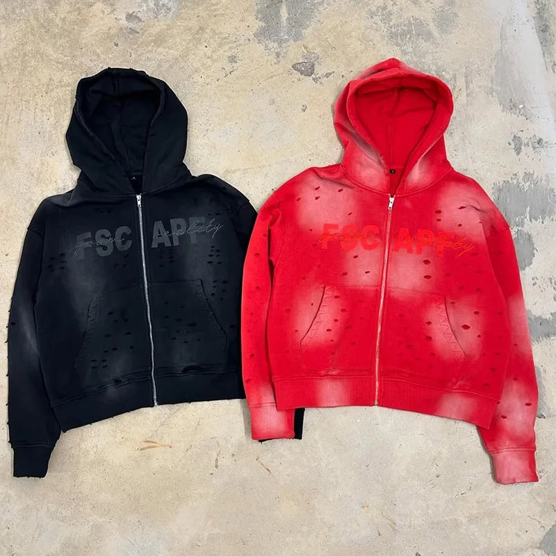 Custom Premium 400gsm 100% Cotton Solid Zipper-Up Hoodie Unisex Autumn Eco-Friendly Oversized