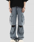 Custom Woman Cargo Jeans Ladies Jeans Cargo Pants with Side Pocket