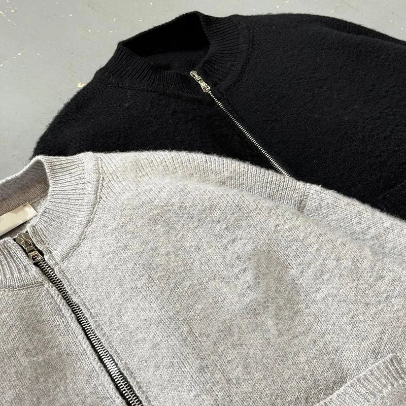 Custom Men Sweaters High Quality Blank Knit Zip up Sweater Chunky Knit Sweaters for Men