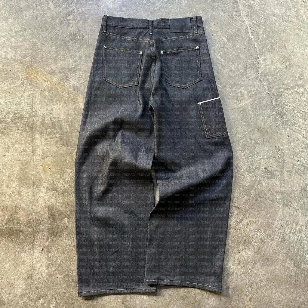 Jean Custom Designer Oversize Vintage Stretch Boot Cut Wide Leg Japanese Selvedge Denim High Light Spring Solid Breathable