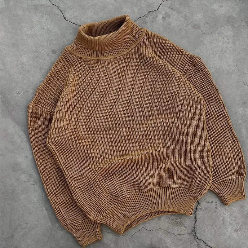 Custom Plain Knitted Sweater Unisex Turtleneck Sweater Men Winter Sweater for Men