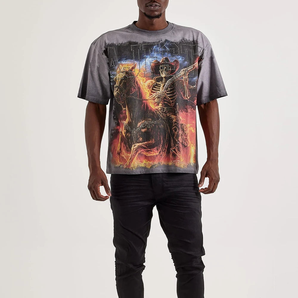 Custom logo Vintage Graphic Tee Shirt for Men Designer Street Style Graphic T-shirt