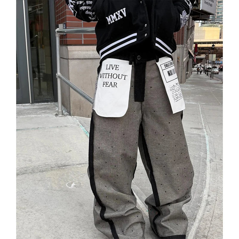 Custom Streetwear in Side Out Denim Jeans Men's Pants Designer Reverse Jeans Pants for Men