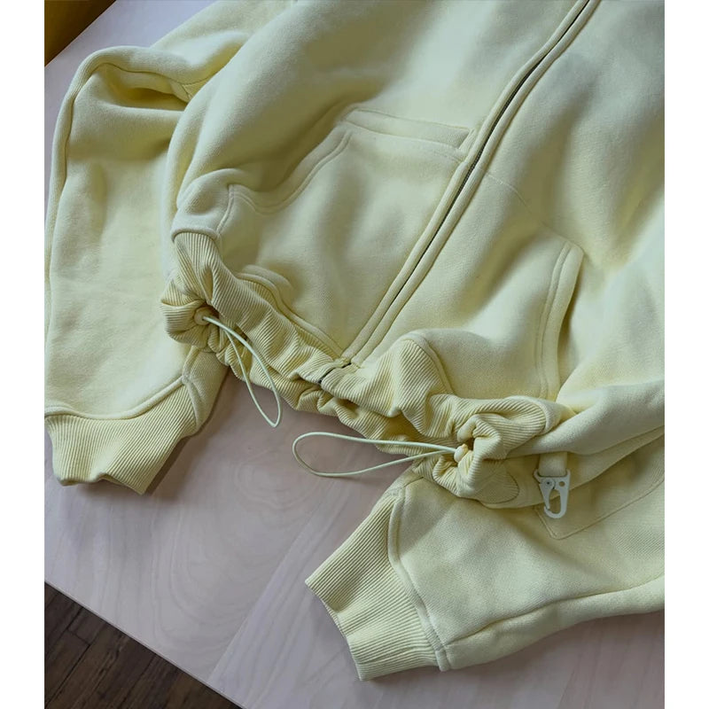 Custom Winter Knitted Cropped Zip-Up Hoodie for Women 100% Cotton High Quality Front Logo