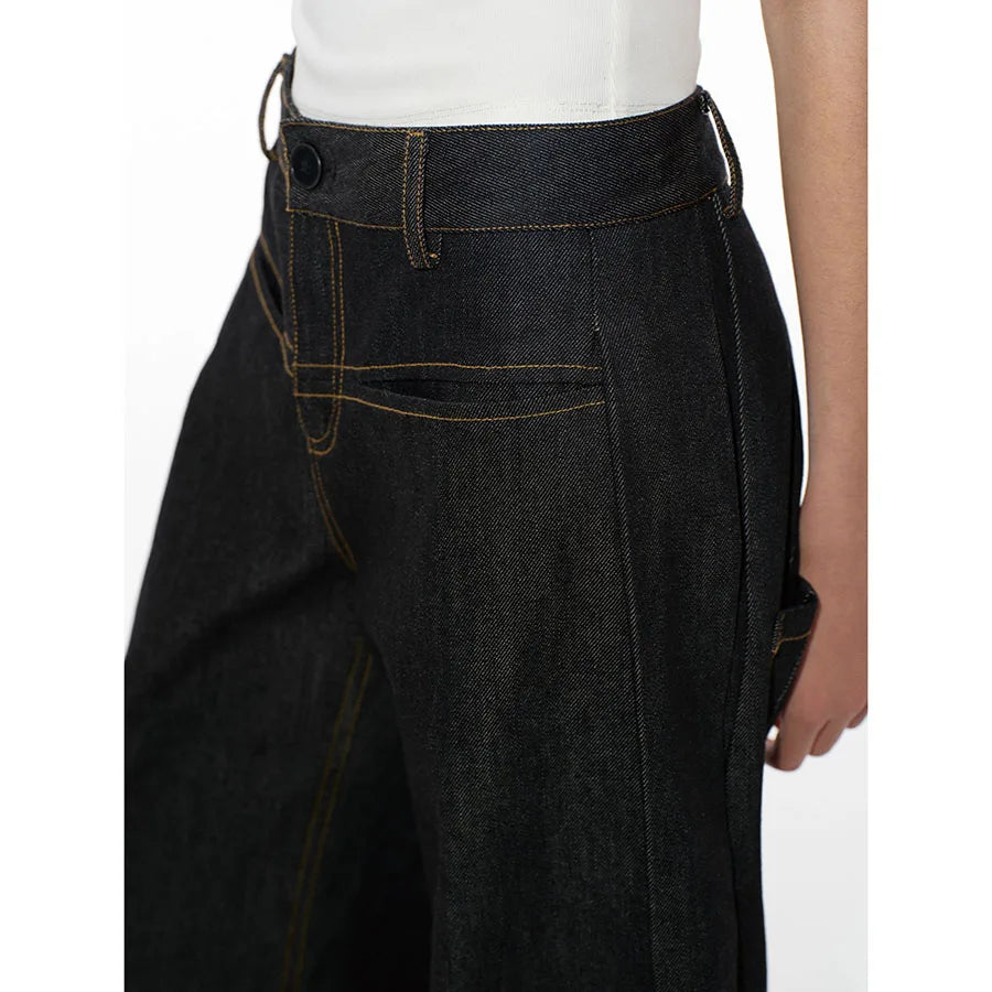 Custom Women's Straight Leg Jeans Beggie Oversized Jeans for Women Barrel Raw Denim Jeans