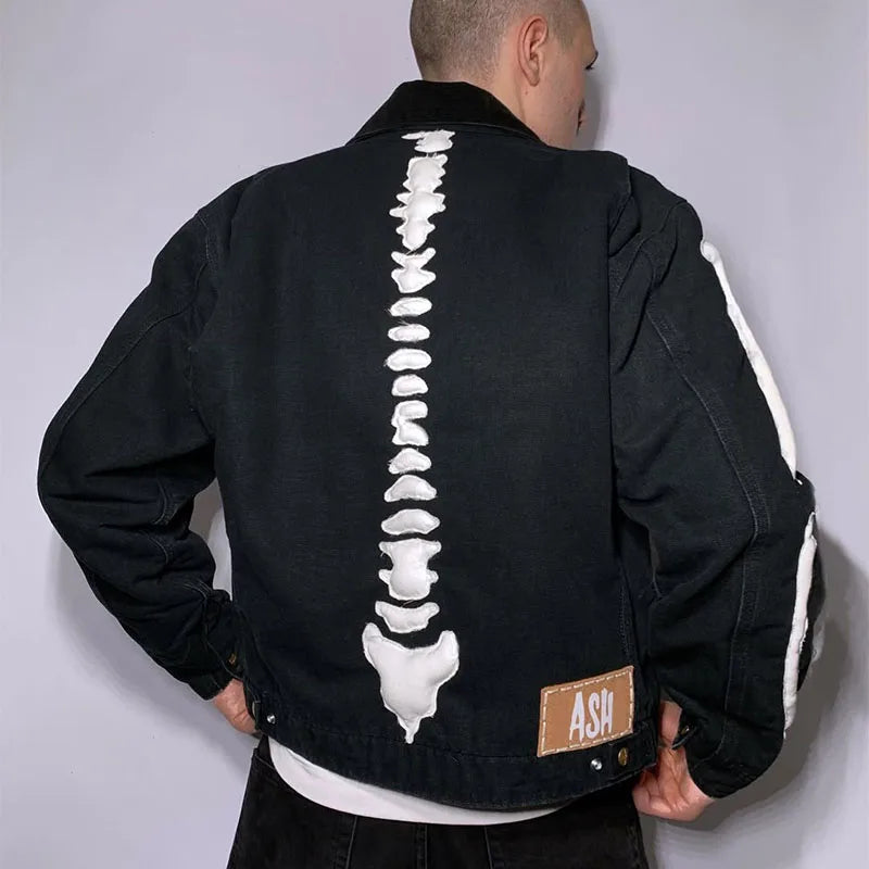 Custom Men's Winter Hooded Casual Jackets Designer Eco-Friendly Embroidery Zip-Up Jacket 100 Grams Thick Skull Pattern