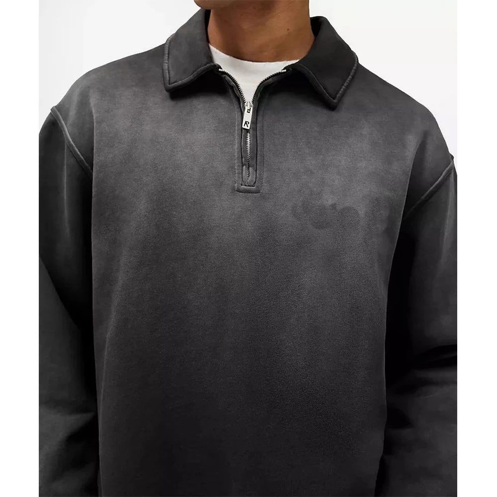 Custom Heavyweights Quarter Zipper Sweater Vintage Wash Quarter Zip Sweater Sweatshirt for Men