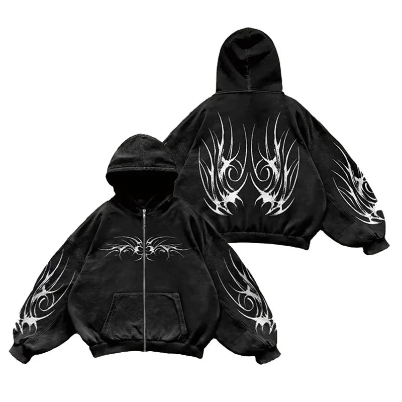 Men's Custom Silk Screen Digital Print Zip Drop Shoulder Hoodie Cotton French Terry Streetwear Winter Clothing Printed