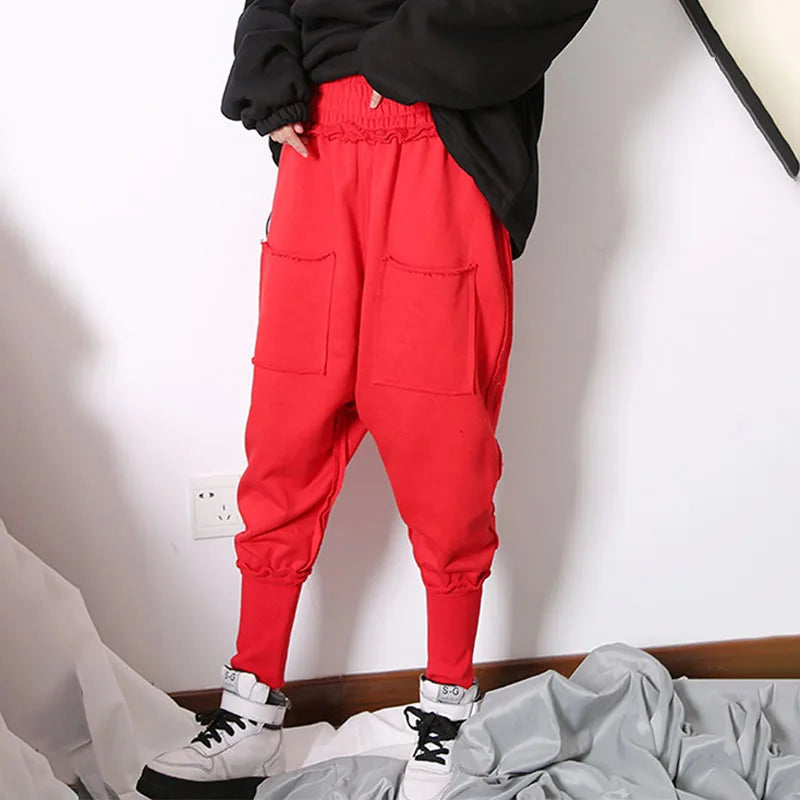 Custom Unisex Casual Spring Harem Pants 100% Cotton High Waist Drawstring Closure
