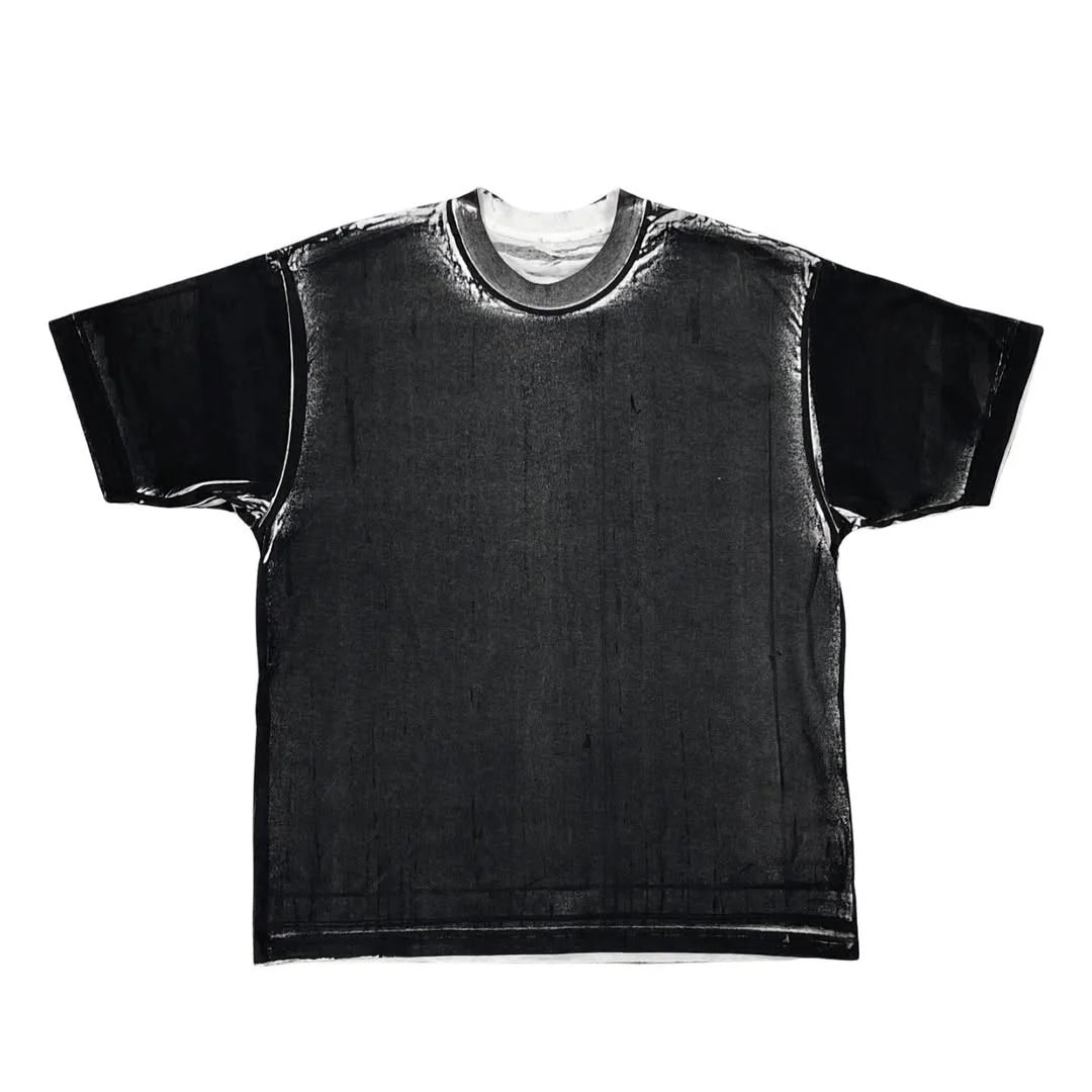 Men's Loose Short Sleeve T - Shirt with Artistic Black Ink Painting Design 280 Gsm Tshirt