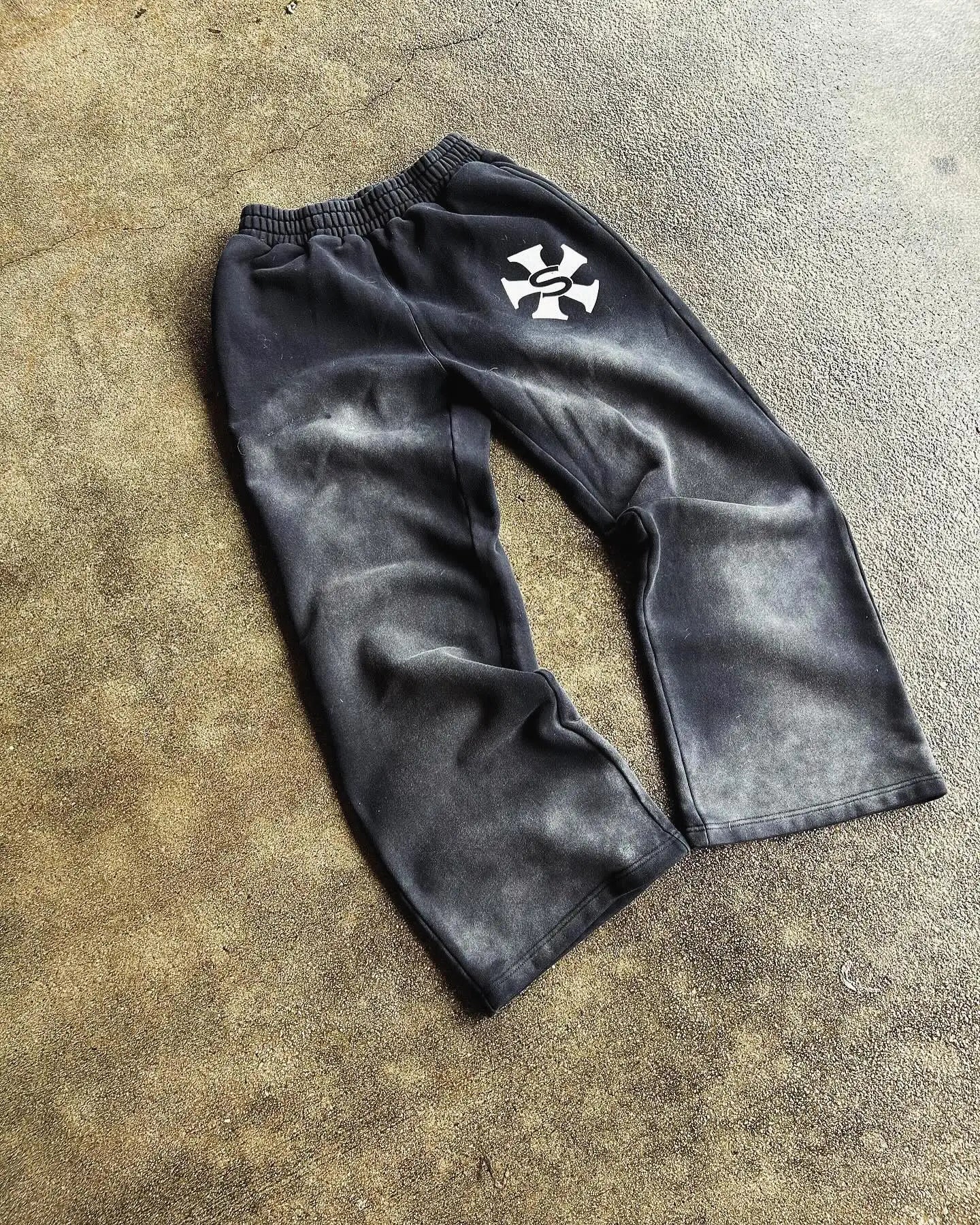 Custom Acid-Wash Wide-Leg Track Pants | OEM/ODM