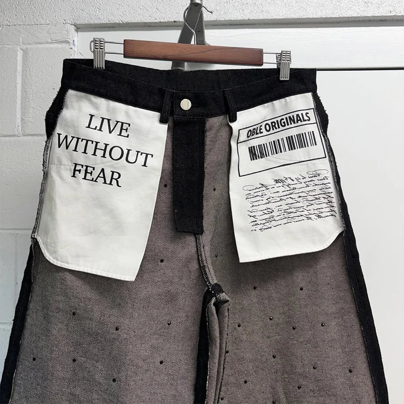Custom Streetwear in Side Out Denim Jeans Men's Pants Designer Reverse Jeans Pants for Men