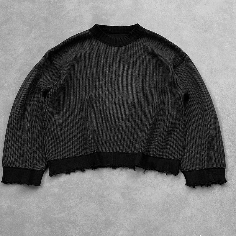 Custom Plus Size Men's Knitted Sweater Man Streetwear Reversible Oversized Sweater Manufacturer Winter Knitwear Men