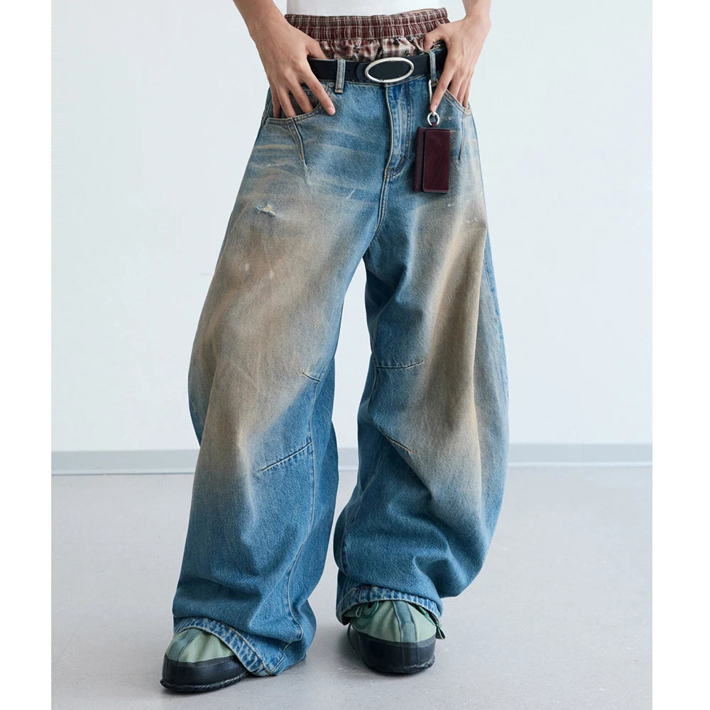 Custom Women's Wide-leg Baggy Jeans Women Casual Barrel Denim Jeans Pants
