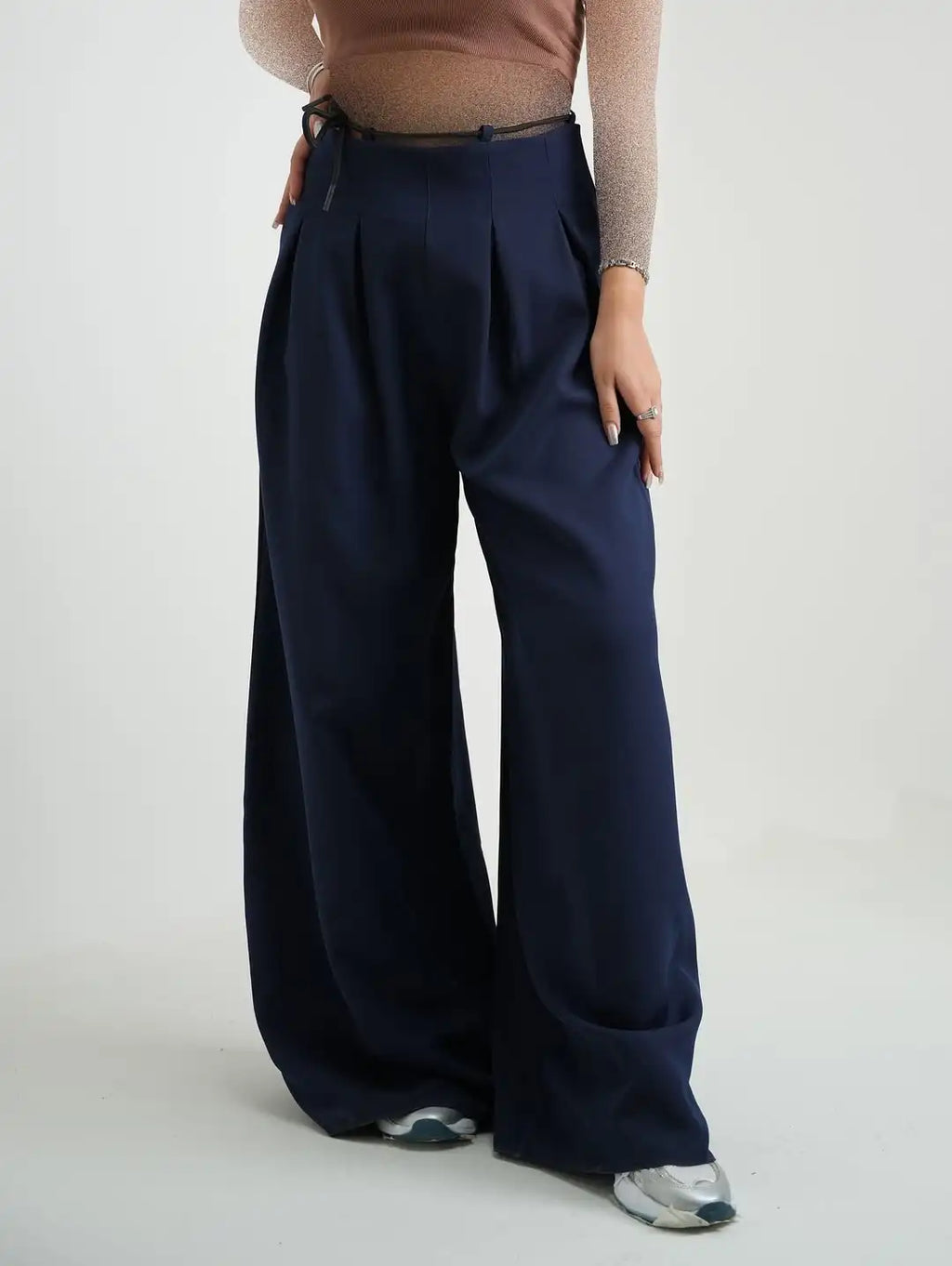 Custom Women's Wide Leg Pants Set High Waist Pleated Korean Pants for Women Baggy Trouser Pants