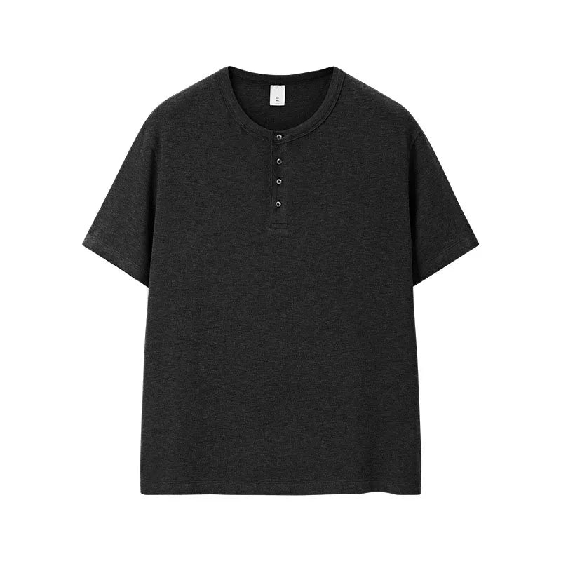 Custom Half Buttoned Down Henley Shirts for Men Summer Casual Cotton Henley t Shirt Unisex