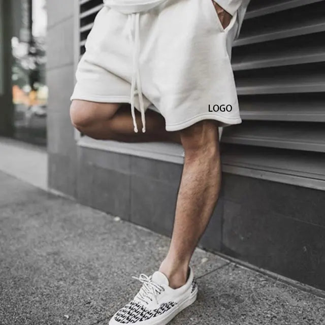Custom Casual Long Drawstring French Terry Heavy Mens Unisex Fleece Cotton Breathable Eco-Friendly Training Athletic Shorts