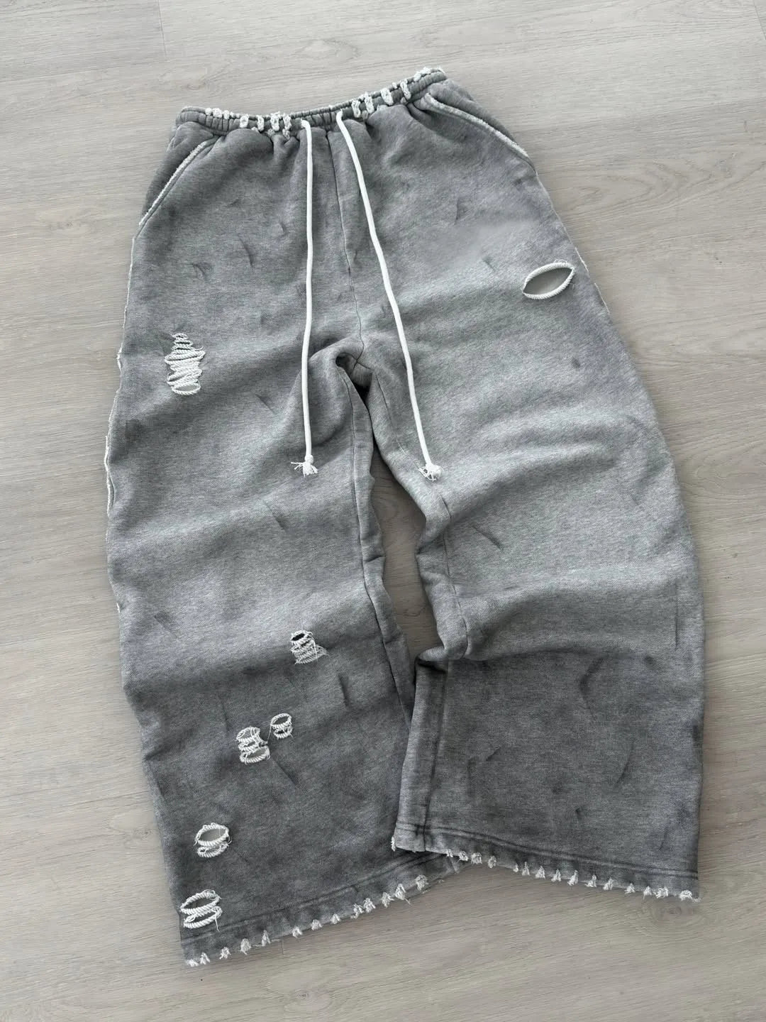 Custom 100% Organic Cotton Grey Sweat Pants French Terry Vintage Distressed 460 Gsm Sweatpants for Men