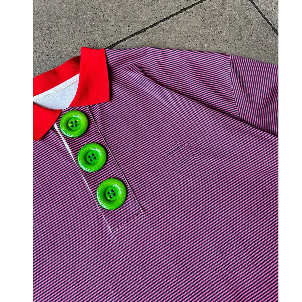 Custom Men's Summer Casual Polo Shirts High Quality Streetwear Boxy Fit Striped Polo Shirts Men