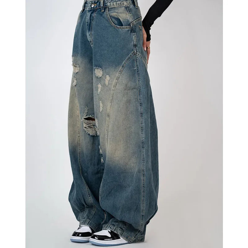 Custom Women's High Waisted Bootcut Jeans-Casual Loose Fit Knitted Solid Denim Wholesale