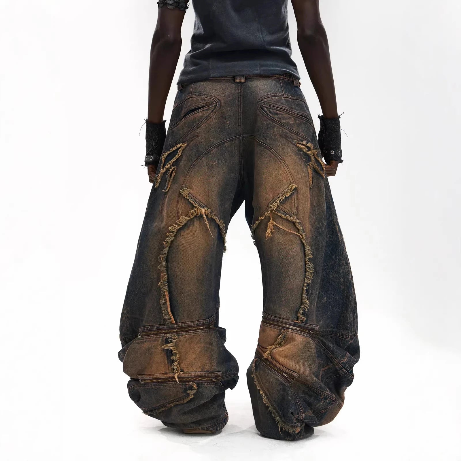 Wholesale  Men's Heavy Duty Denim Jeans Light Wash Heavyweight Streetwear Baggy Denim Jeans Pants