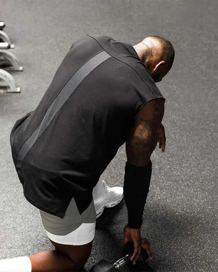 Summer Fashion Breathable Knitted Casual Loose Plus Size Solid Color O-neck Sleeveless Sweat-wicking Gym Men's Tank Tops