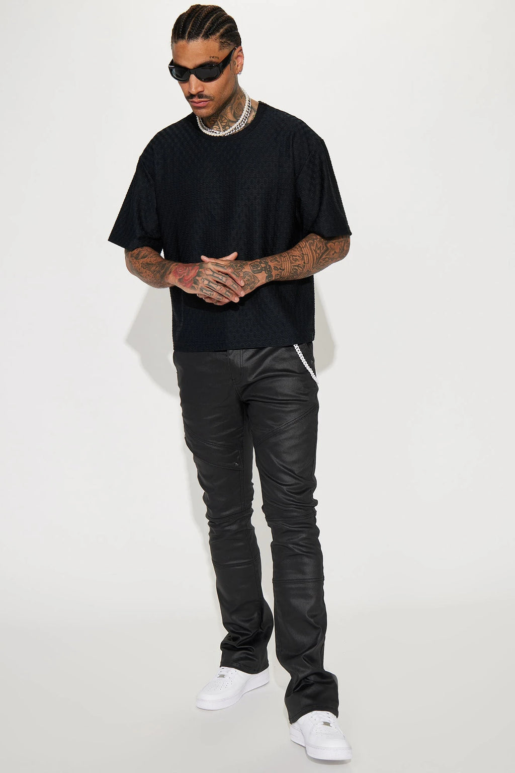 Custom Men's Coated Stacked Skinny Flare Pants Pants for Men Slim Fit Bootcut Pants Manufacturer