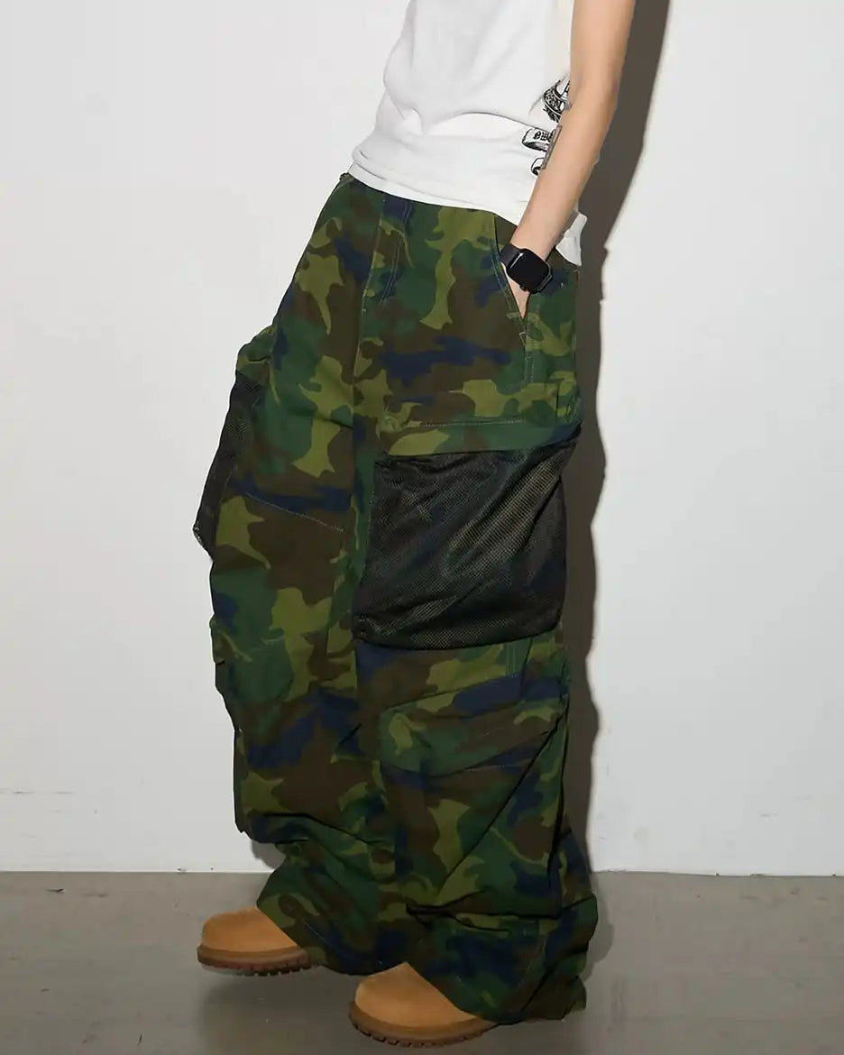 Custom Baggy Layered Double Pockets Cargo Pants Camouflage Trouser for Men Camo Pants
