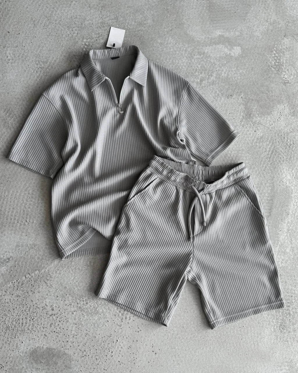 Custom Men Summer Clothes Sets Tshirt and Shorts Co Ord Set Men Casual Waffle Polo Shirt and Shorts 2 Piece Set Man