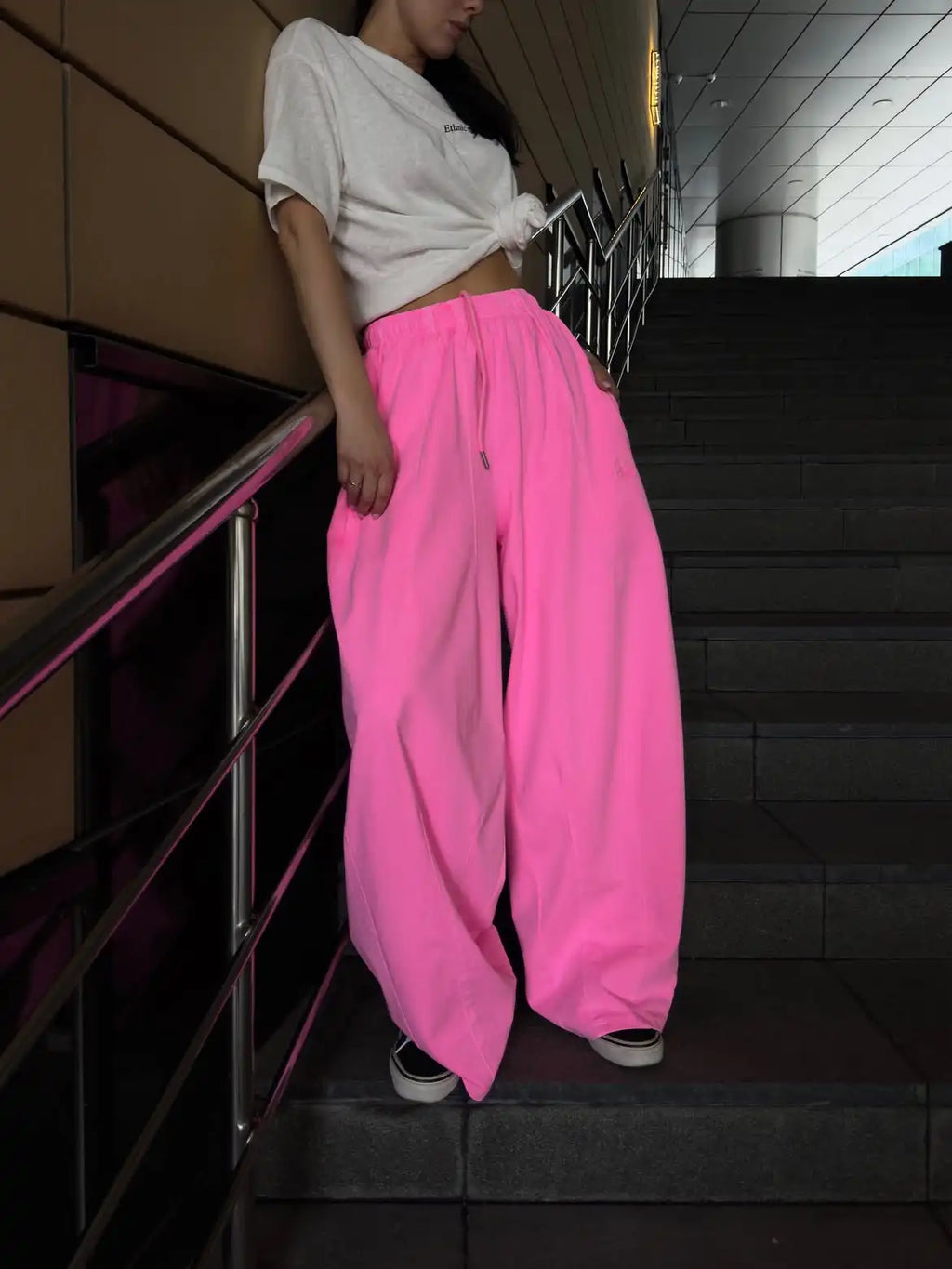 Custom Women's Wide-leg Pants Women Casual Pants Trouser Baggy Pink Pants for Women